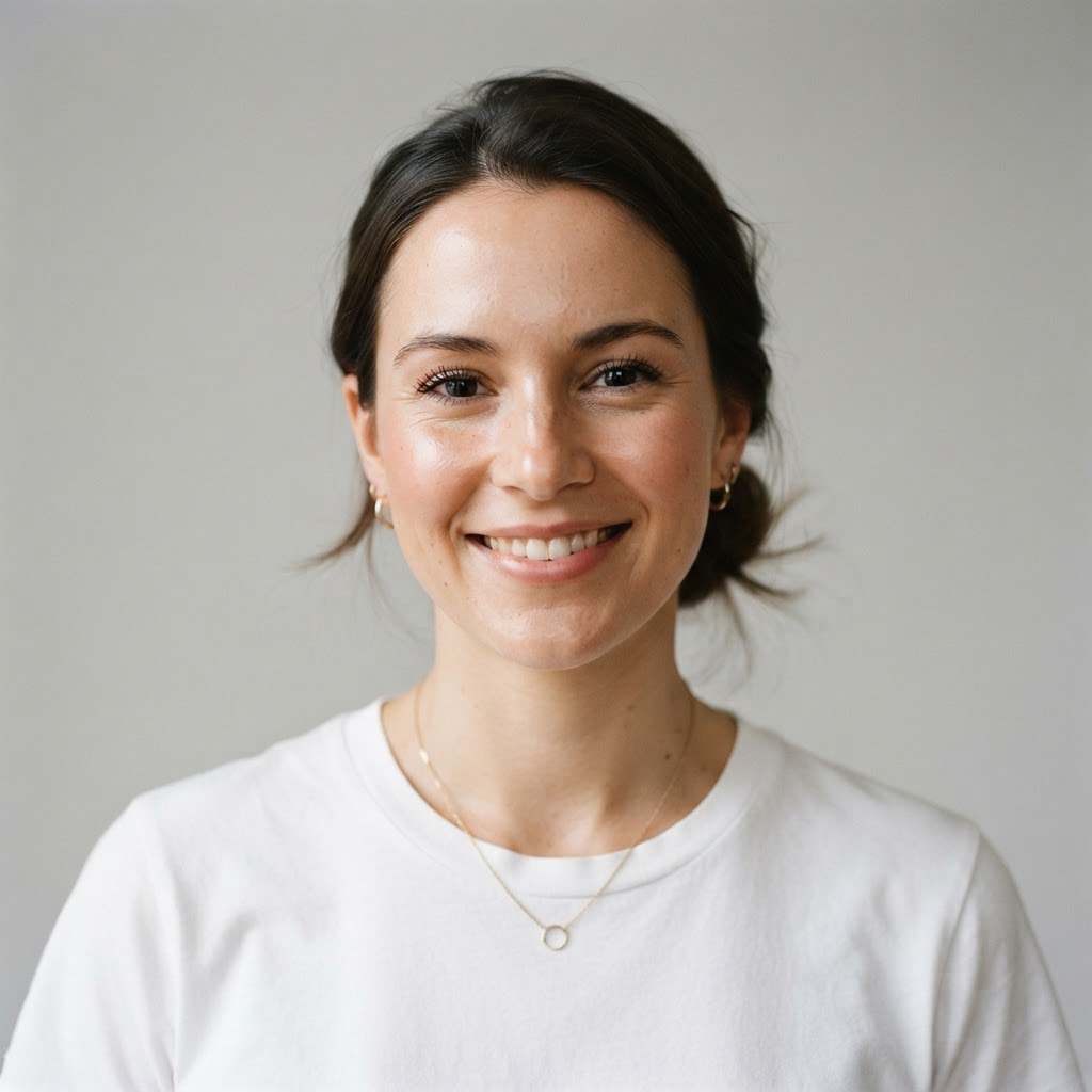 Member with dark hair in a white t-shirt